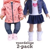 Poppenkleding meisje 2-PACK! - Kleertjes geschikt voor o.a. BABY born - Poppenkleertjes 43 cm - 2x Kledingset - Multi-pack