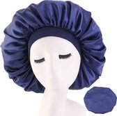 Slaapmuts - Haarverzorging - Dames slaapmuts - Soft Bonnet slaapmuts - Satijnen slaapmuts - Satijn bonnet - Bonnet - Nachtmuts - Sleep cap – Donker blauw - 967