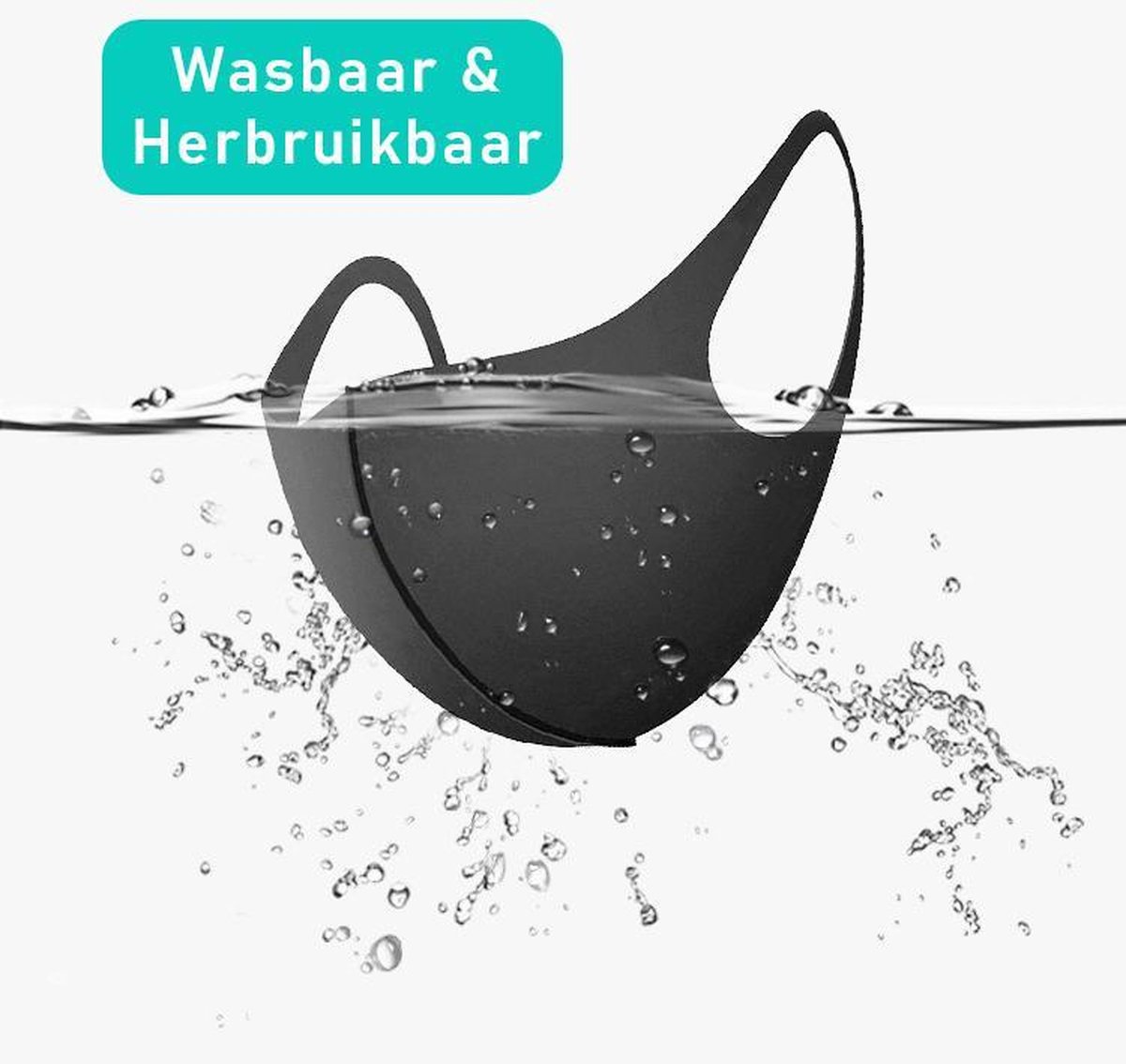VITAMO Mondkapjes 5 Stuks - Wasbaar en Herbruikbaar Mondkapje - Ice Silk Cotton - Neopreen - Niet - Medische Mondmaskers - Noodpakket - Zwart & Grijs — afbeelding 3
