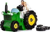 Trouwfiguurtje bruidspaar op tractor 11 cm