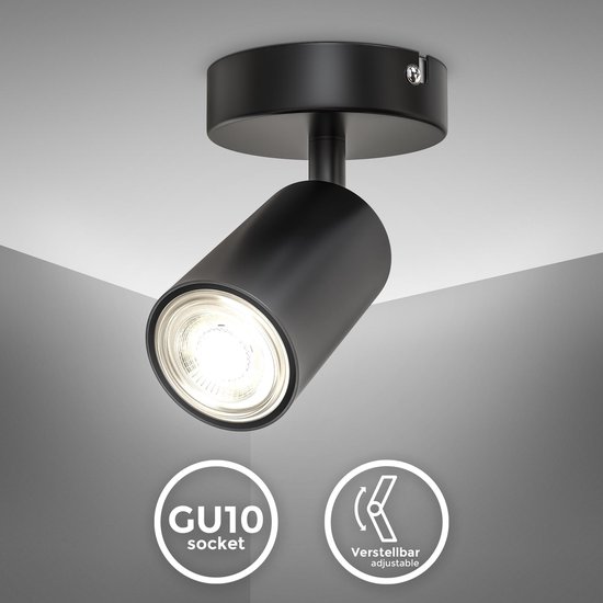 B.K.Licht - Opbouwspot - plafondspot met 1 lichtpunt - zwarte spot - GU10  fitting -... | bol.com