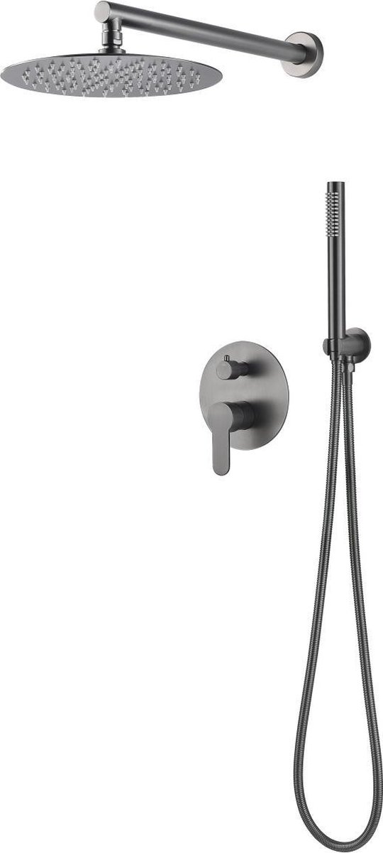 Mawialux inbouw regendoucheset - Mengkraan - Gunmetal grey - Rond - Maca