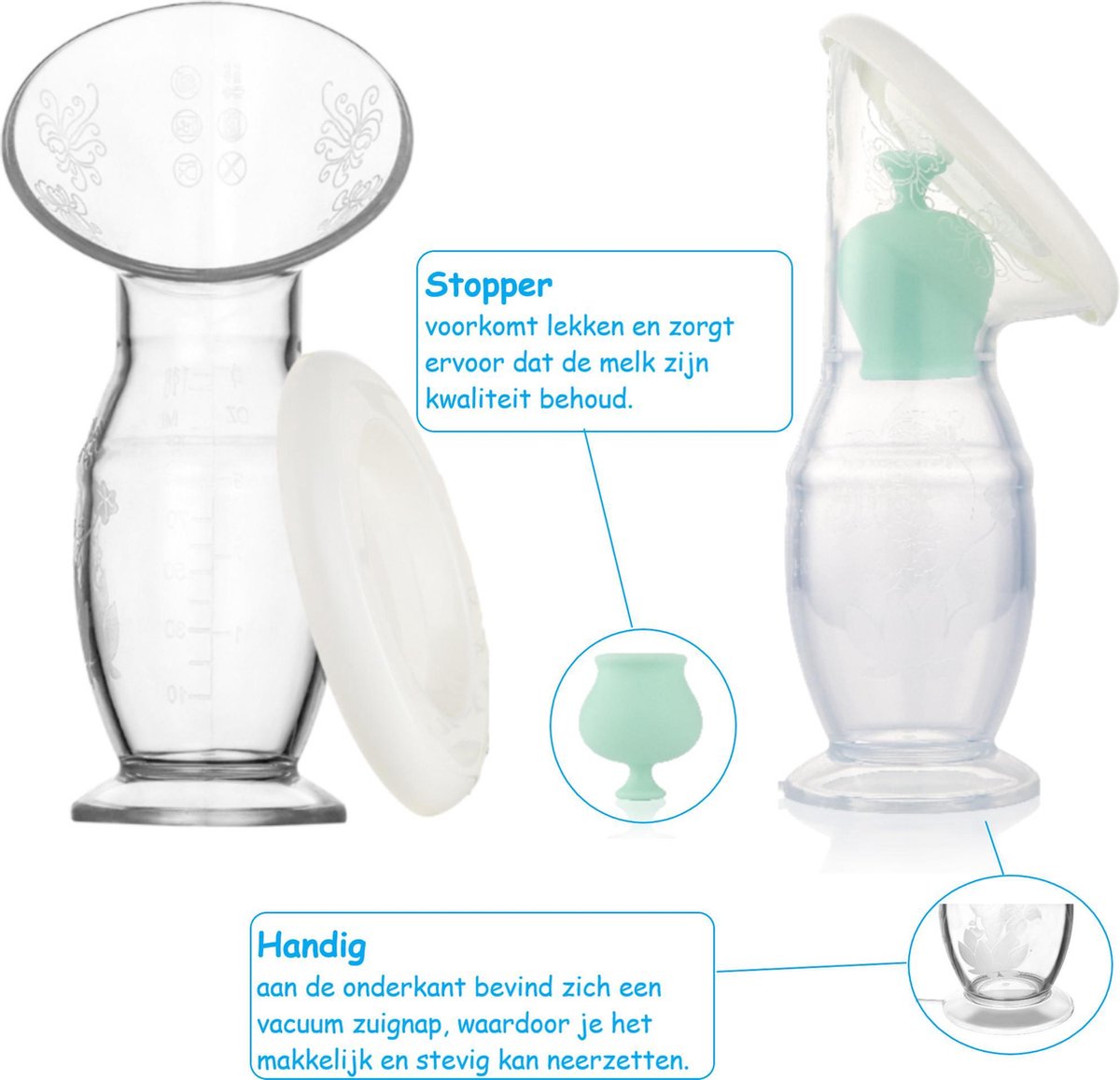 NatureBond Manual Breast Pump Standard Kit, Lid Pouch, 3.4oz | Silicone Breastfeeding Pump, Extractor de Leche, Nursing Pump