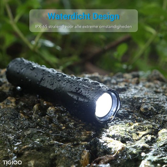 TIGIOO Zaklamp LED oplaadbaar - 2 PACK - incl. Oplader & Batterij &  Koffertje -... | bol.com