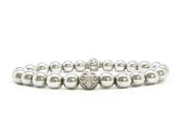 Beaddhism - Armband - Hematiet (RVS Steel colored) - 925 Zilver - Kashmir - 8 mm - 22 cm