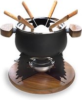 Fondueset geëmalleerd zwart - 2l - kaasfondue - met 6 fonduevorkjes