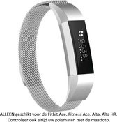 Milanees Sporthorloge Bandje Zilver kleurig geschikt voor Fitbit Ace / Fitbit Alta HR / Fitbit Alta - Magneetsluiting – Milanese RVS Armband Silver - Maat: zie maatfoto