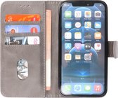 Book Case Wallet Cases - Portemonnee Telefoonhoesje - Booktype Hoesje - iPhone 12 - iPhone 12 Pro - Grijs