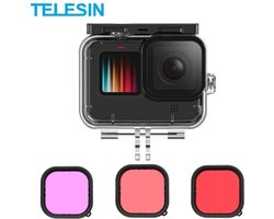 Telesin Waterproof Housing 50M + Lens Filter Geschikt geschikt voor GoPro 9 / 10 / 11