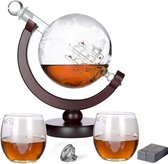 Whiskey karaf set - Whiskey glazen en stones - decanter cadeau set- globe decanteer karaf - Whiskey stenen - Bellister