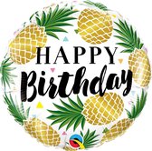 Folie cadeau ballon Gefeliciteerd/Happy Birthday ananas 45 cm - Folieballon verjaardag