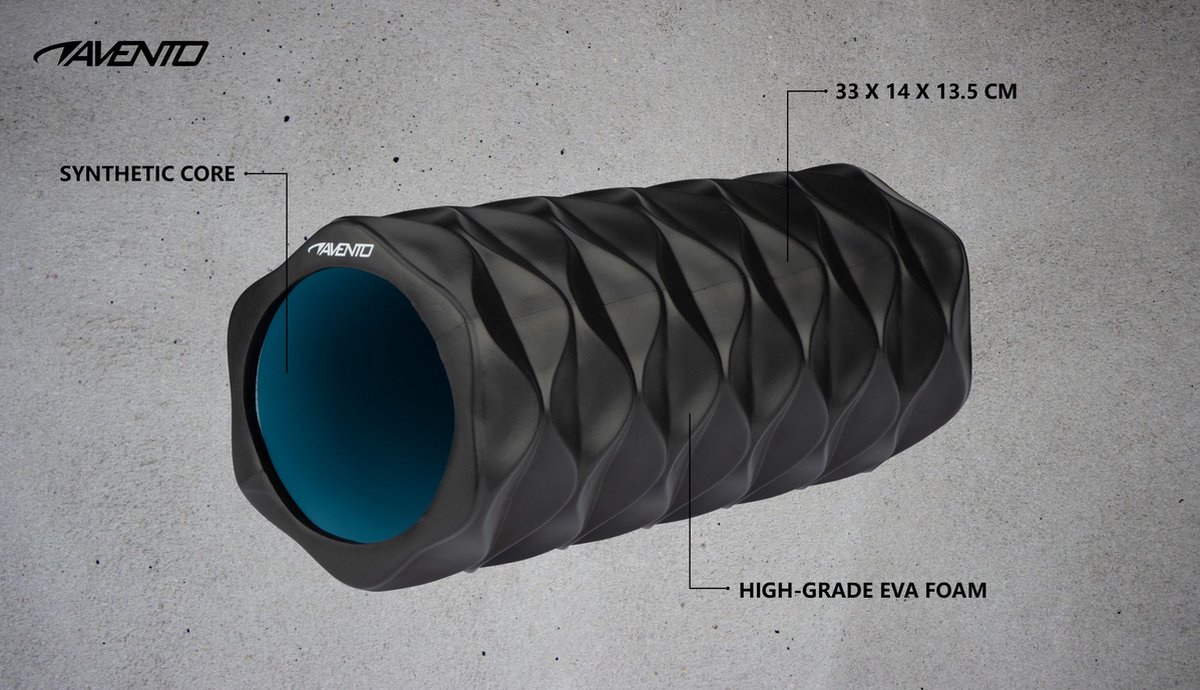 Avento Massage Roller - Foam - Wave - Zwart/Blauw thumbnail 5