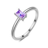 Twice As Nice Ring in zilver, baguette zirkonia, amethyst kleur, 5 mm  56