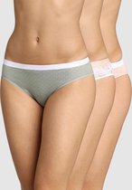 Dim Les Pockets Slips - Onderbroeken - Katoen - Dames - 3 Stuks - Maat 42/44 - Roze/Wit/Groen