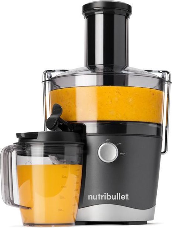 Nutribullet Juicer - 800 ml - 800 Watt - Brede invoertrechter - Handige Sapkan, Schoonmaakborstel en Stamper - Grijs