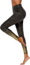 Ultimate Fit - Fitnesslegging - L - zwart met gouden spots. Lagere tailleband-Vrouwen - Fashion legging - Casual - oud & nieuw - kerst