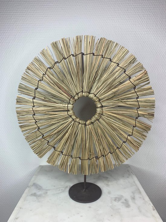 Raffia jute decoratie op standaard