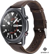 Leren smartwatch bandje - geschikt voor Samsung Galaxy Watch 3 45mm / Galaxy Watch 1 46mm / Gear S3 Classic & Frontier - donkerbruin