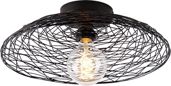 QAZQA glan - Oosterse Plafondlamp - 1 lichts - Ø 400 mm - Zwart - Woonkamer | Slaapkamer | Keuken