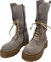 La Pèra Grijze Plateaulaars Suède Vrouwen hoge Veterboots grijs Dames - Maat 36