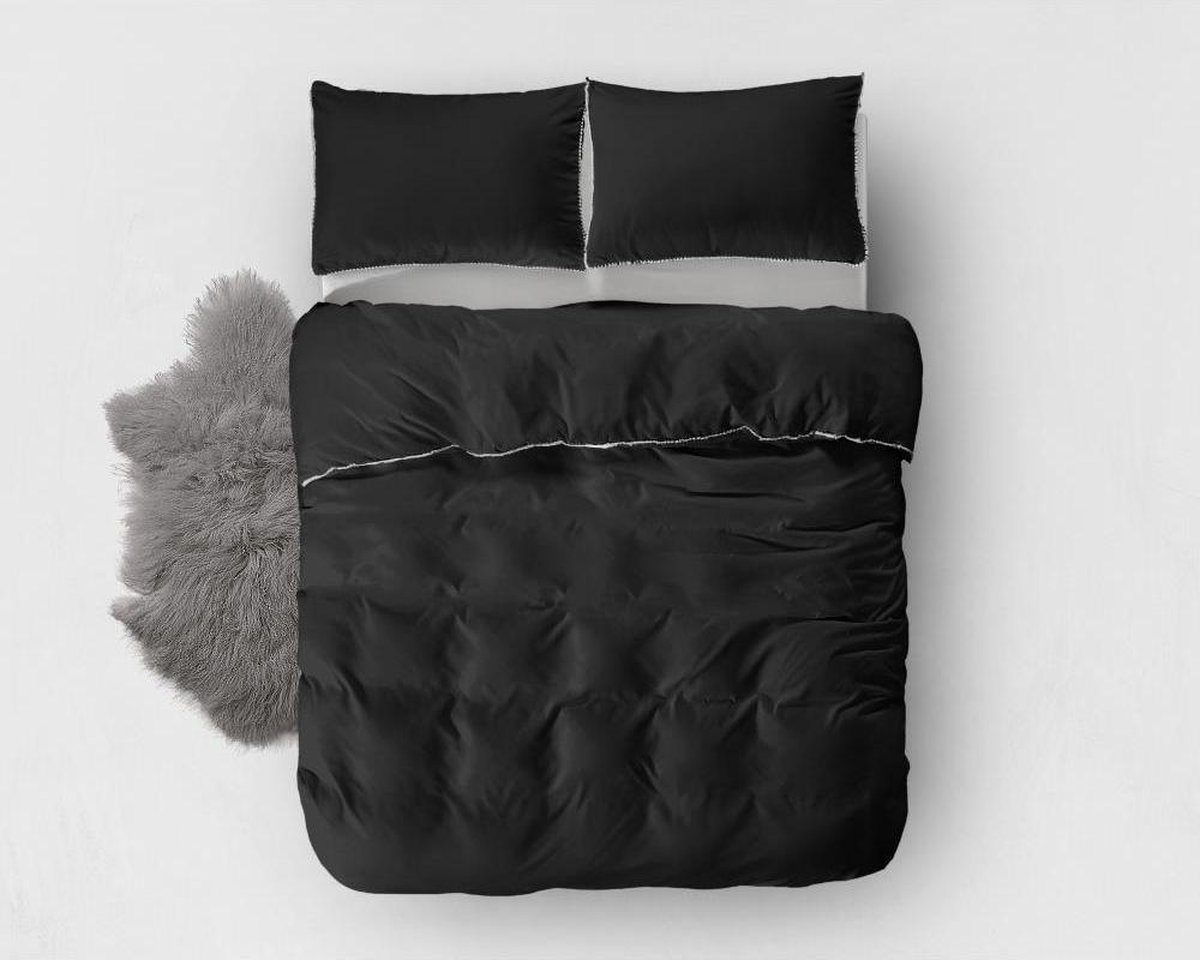 Zensation Ball Fringe - Dekbedovertrek - Eenpersoons - 140x200/220 + 1 kussensloop 60x70 - Zwart