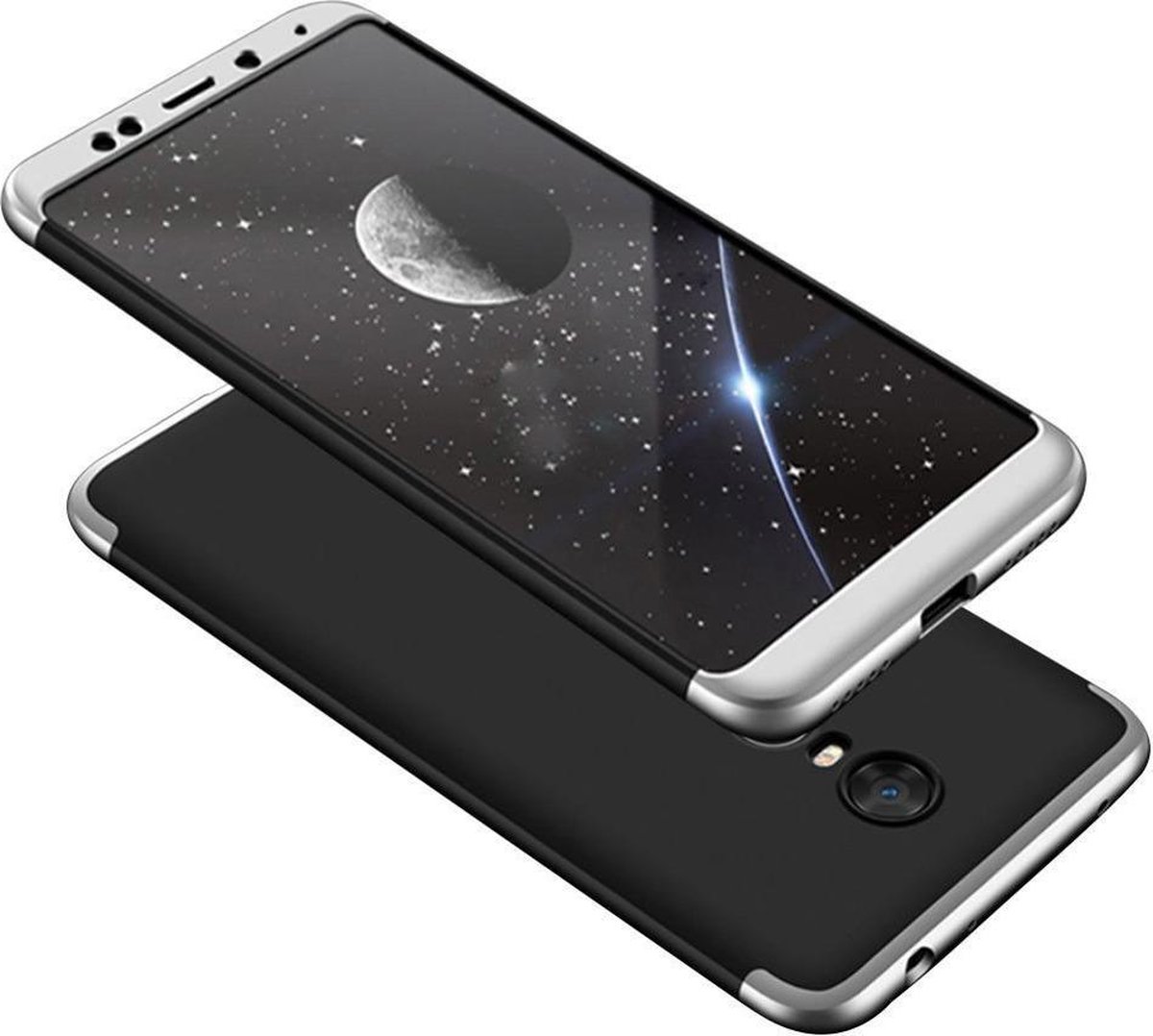 360 full body case geschikt voor Xiaomi Redmi 5 Plus / Redmi Note 5 (single camera) - zwart / zilver