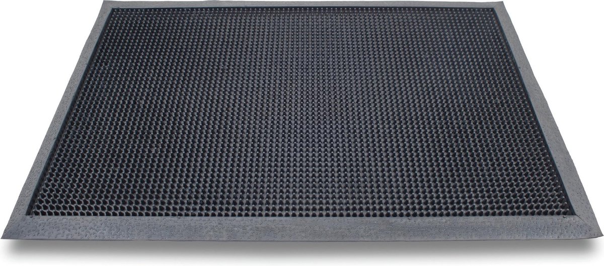 Set van 2x stuks rubberen antislip deurmatten/schoonloopmatten zwart 45 x 70 cm rechthoekig - zware kwaliteit droogloopmat