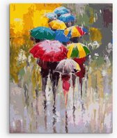 Schilderen op Nummer voor Volwassenen - L'art pour l'art® - Verven - Opgespannen op Frame - 40x50 cm - 36 kleuren - Paraplu in Regen