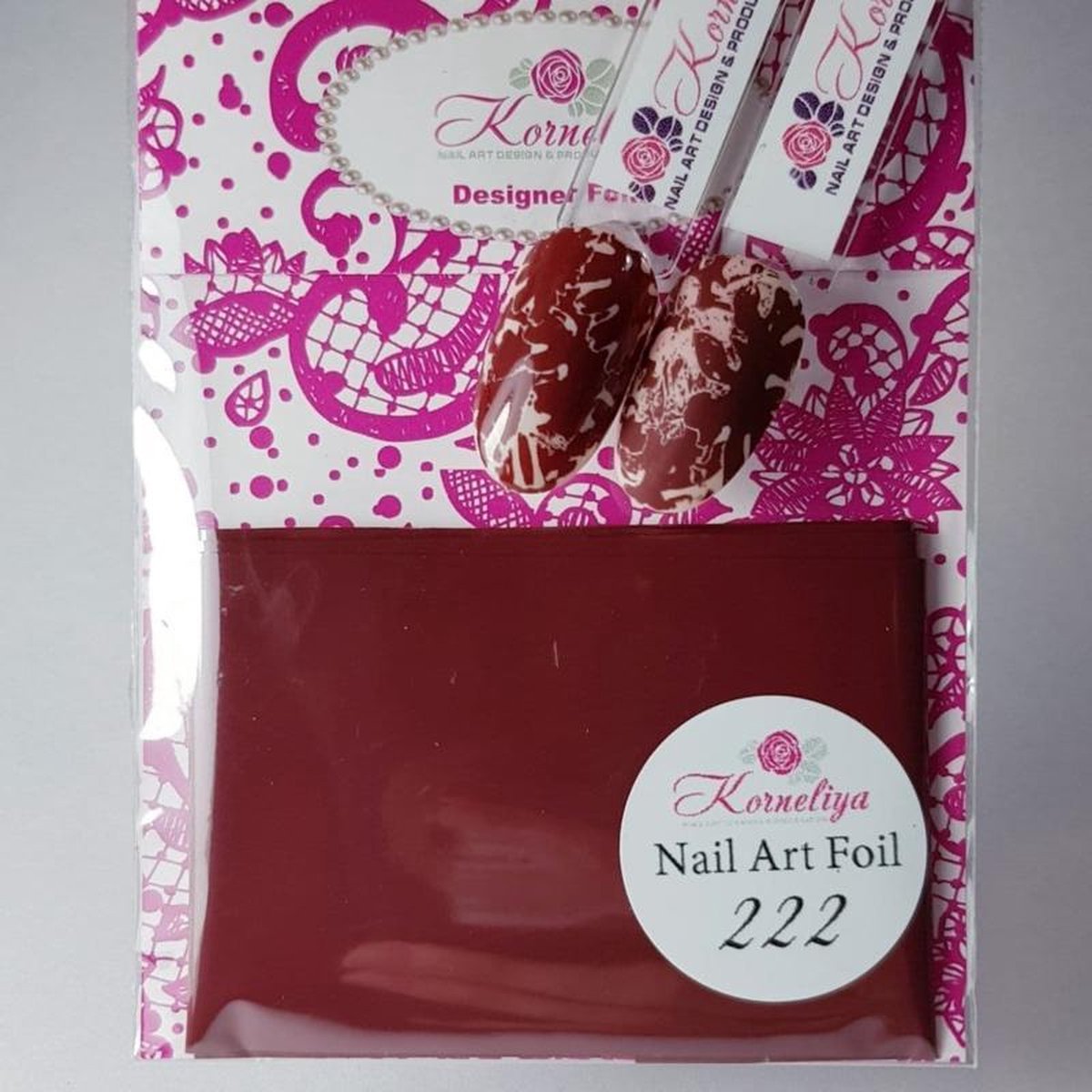 Goedkoopste Korneliya Nailart folie - Transfer folie - Nagel Folie Mat CraquelÃ© Bordeauxrood 222