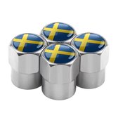 Set aluminium ventieldopjes. Zweedse vlag.