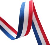 Medaille Lint | Weefband 16mm (1,6 cm) | Rood Wit Blauw | Nederlandse Vlag | Koningsdag | Cadeau Lint | Luxe Dubbelzijdige Kwaliteit | Rol van 22,85 Meter