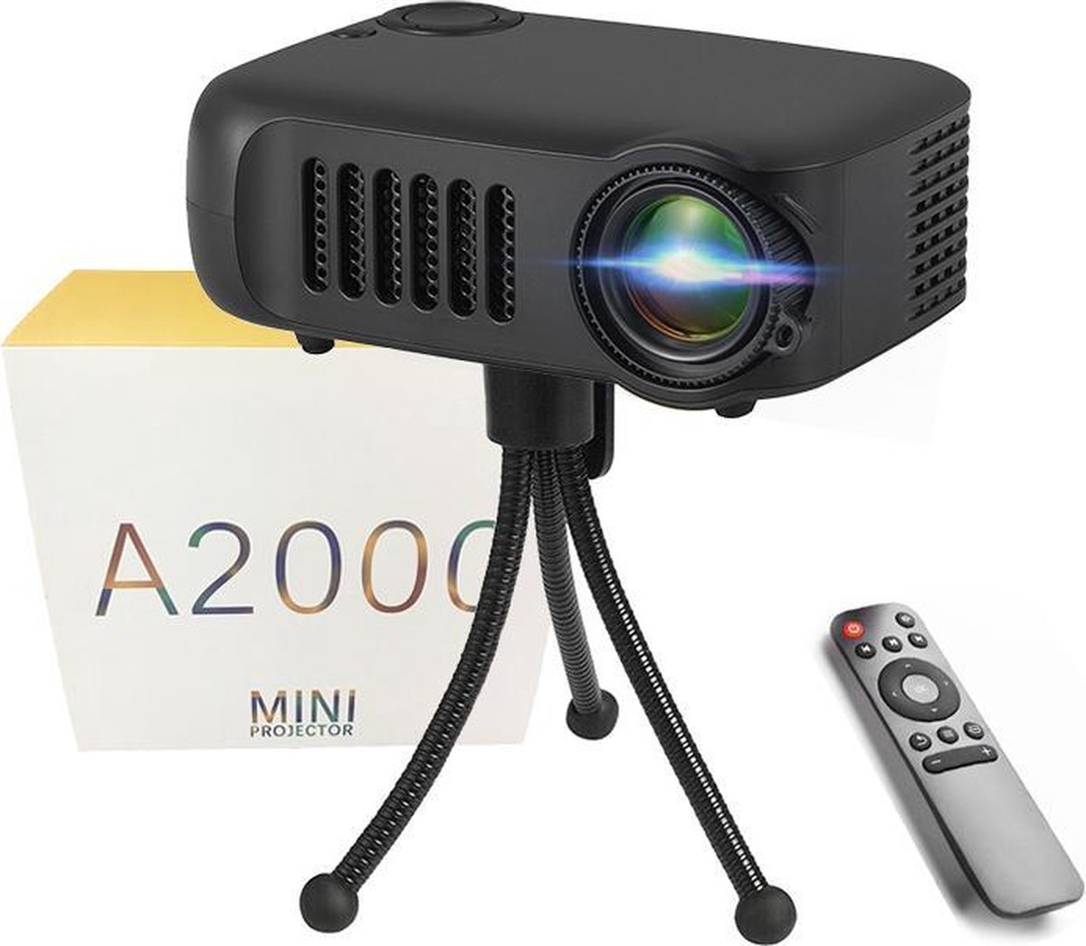 Mini Beamer met statief en ingebouwde speakers - Compact en draagbare projector - LCD projector - Thuis bioscoop - Videoprojector - A2000