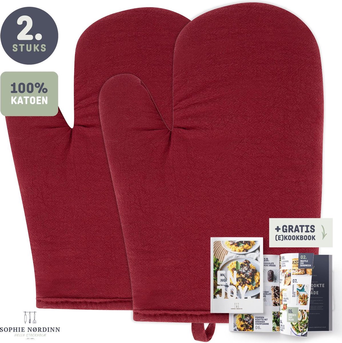 Handschoenen van Sophie Nordinn® - Handschoen Nora (Rood) - Universele wanten 2 Stuks