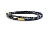 Bracelet homme Frank 1967 7FB-0496 - Wrap - Perles - Lapis lazuli - Hématite - Éléments en acier - 21 cm - Blauw - Doré