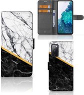 Mobiel Case Geschikt voor Samsung Galaxy S20FE GSM Hoesje Marble White Black