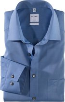 OLYMP Luxor comfort fit overhemd - middenblauw - Strijkvrij - Boordmaat: 41
