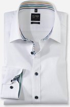 OLYMP Level 5 Body Fit overhemd - wit structuur (contrast) - boordmaat 44