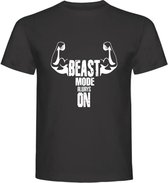 Sport T-shirt - Gym T-shirt - Fitness - Work Out - Lifestyle T-shirt  Casual T-shirt - Dark Charcoal -  Beast Mode Always On  -  XL