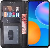 Huawei p smart 2021 hoesje bookcase met pasjeshouder zwart wallet portemonnee book case cover