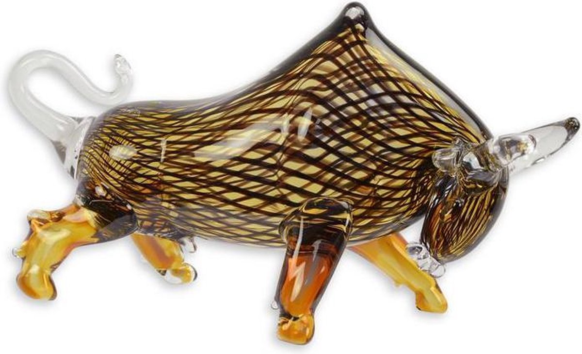 Bruine Stier Twister - Glazen beeld - Murano Stijl Sculptuur - 22.5 cm hoog