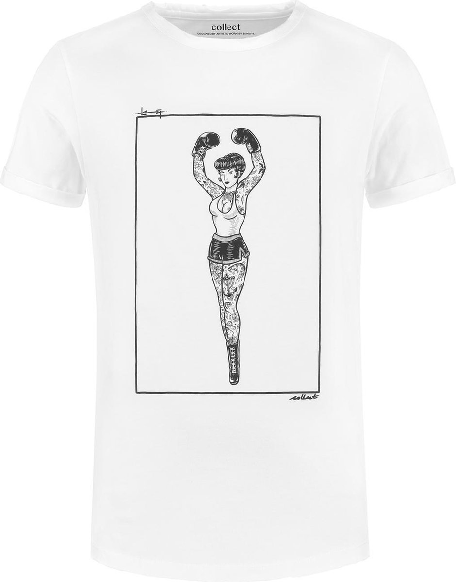 Collect The Label - Hip Boxer Tattoo T-shirt - Wit - Unisex - XS