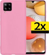 Samsung A42 Hoesje Back Cover Siliconen Case Hoes Roze - 2 Stuks