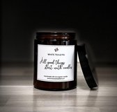 HoP Shop by House of Patterns | organic geurkaars | white tea & fig | HoP candle | natuurlijke geurkaars | witte thee & vijgen | origineel quote label | in gerecycled glas 180 ml