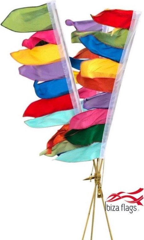 Ibiza Flags| 3 tuinvlaggetjes| gekleurde feestvlaggen| tuinvlaggen gekleurde stof| feestvlaggetjes| tuindecoratie| leuke feestversiering| Ibiza style| terras aankleding| festival versiering| festival sfeer thuis| terrasvlaggen| handmade| tuindeco - Ibiza Flags