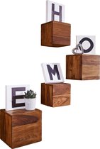 Muurdecoratie - Wanddecoratie - Kubus - Handgemaakt - Hout - 25x25x25 cm