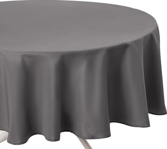 Nappe polyester ronde diamètre 180 cm - grise - Nappes de table à manger