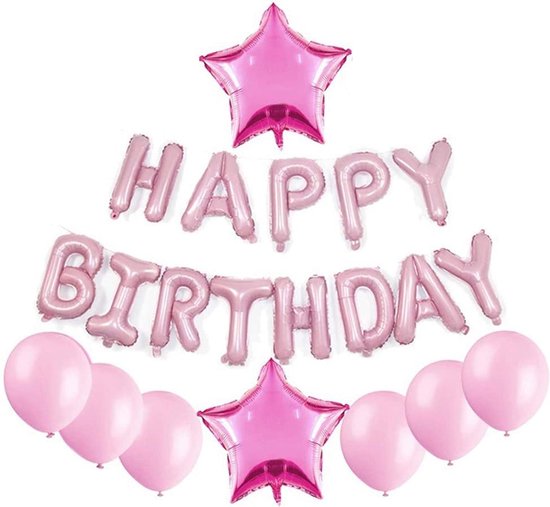 Roze ballonnen Verjaardag Versiering Set Feest Happy Birthday | bol.com