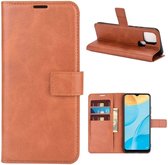 Oppo A15 Retro Book Case Portemonnee Hoesje Bruin