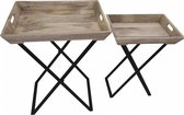 Set van 2x stuks houten bijzettafeltje/dienblad op hoge poten David 6 - Dranken/eten serveren - Serveerbladen/dienbladen met poten