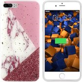 BackCover Marble hoesje met Glitter - Telefoonhoesje voor Apple iPhone 8 Plus/7 Plus - Wit